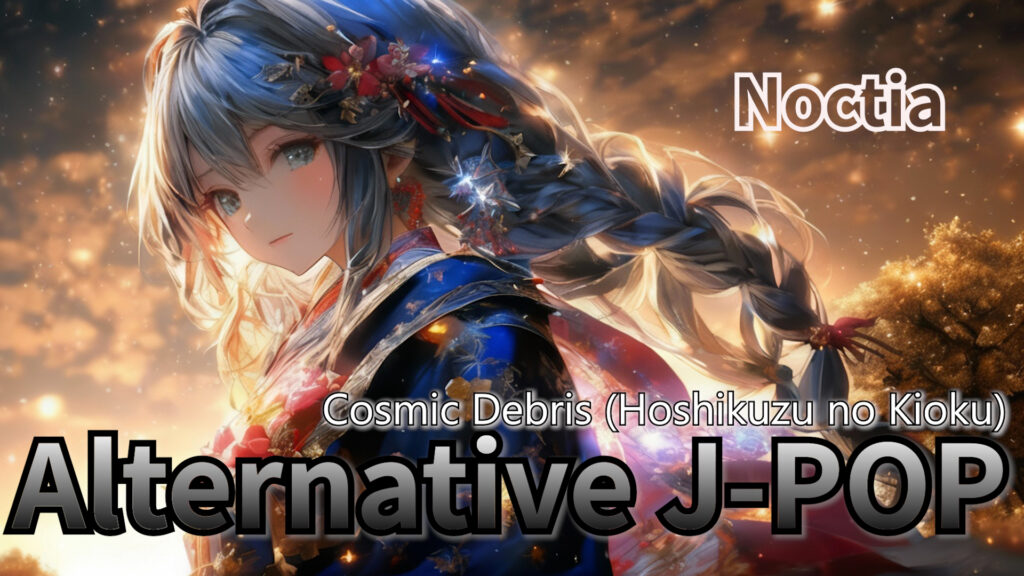 Alternative J-POP, Lo-Fi J-POP, emotional jpop artwork, Noctia Cosmic Debris Hoshikuzu no Kioku cover, winter jpop visual, AI music japan pop art, kotetsu co ltd