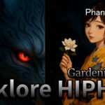 Japanese Folklore Hip-Hop, folklore hiphop visual, anime girl, yokai hip-hop artwork, Phantom Tone Gardenia Night, japanese hiphop art