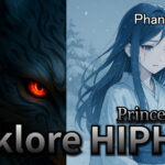 Japanese Folklore Hip-Hop, folklore hiphop artwork, anime girl, yokai visual, Phantom Tone Princess Icicle cover