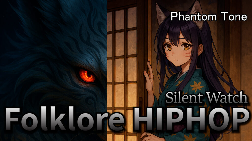 Japanese Folklore Hip-Hop, folklore hiphop artwork, anime girl, yokai visual, Phantom Tone Silent Watch cover