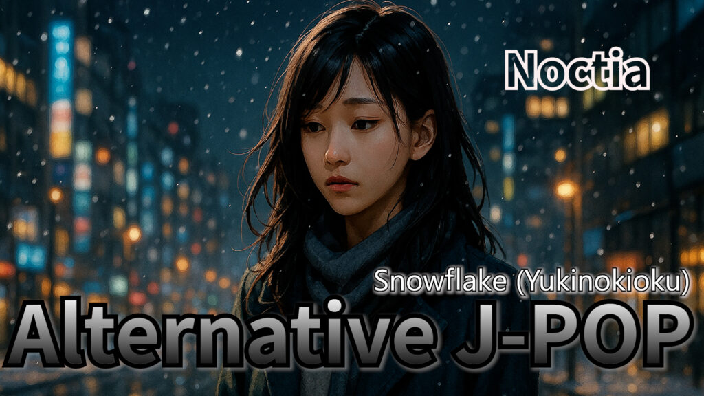 Alternative J-POP, Lo-Fi J-POP, emotional jpop artwork, Noctia Snowflake Yukinokioku cover, winter jpop visual, AI music japan pop art, kotetsu co ltd