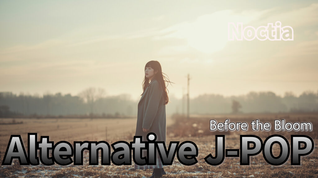 Alternative J-POP, Lo-Fi J-POP, emotional jpop artwork, Noctia Before the Bloom cover, winter jpop visual, AI music japan pop art, kotetsu co ltd