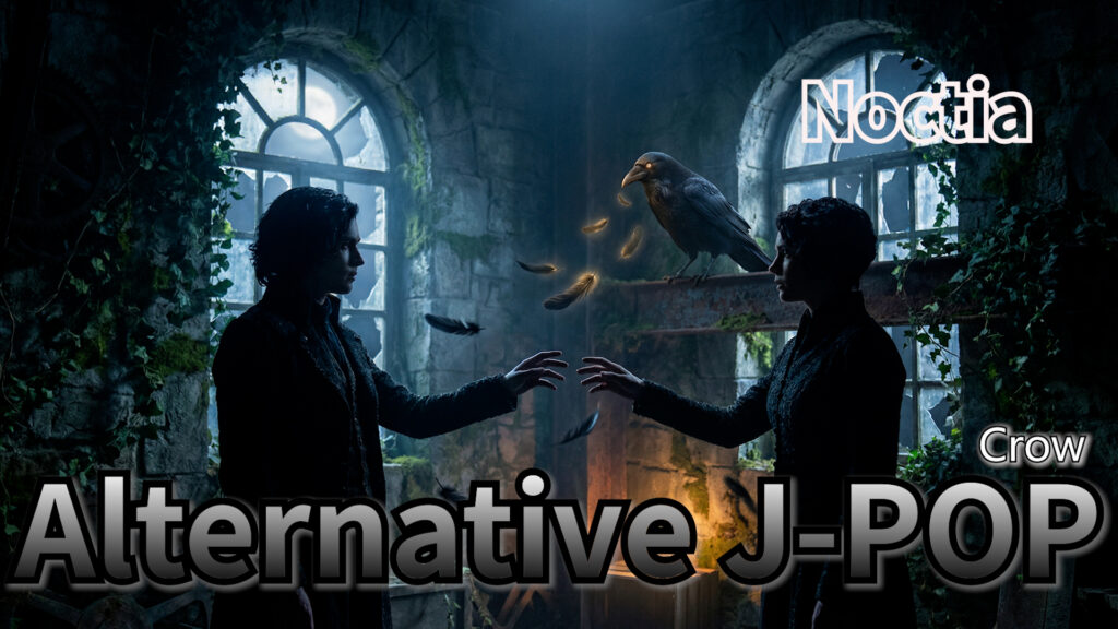 Alternative J-POP, Lo-Fi J-POP, emotional jpop artwork, Noctia Crow cover, winter jpop visual, AI music japan pop art, kotetsu co ltd