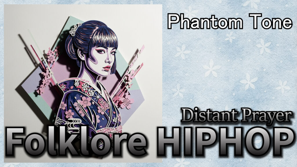 Japanese Folklore Hip-Hop, folklore hiphop artwork, anime girl, yokai visual, Phantom Tone Distant Prayer cover