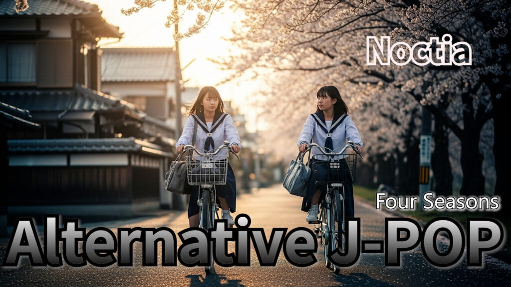 Alternative J-POP, Lo-Fi J-POP, emotional jpop artwork, Noctia Four Seasons cover, winter jpop visual, AI music japan pop art, kotetsu co ltd