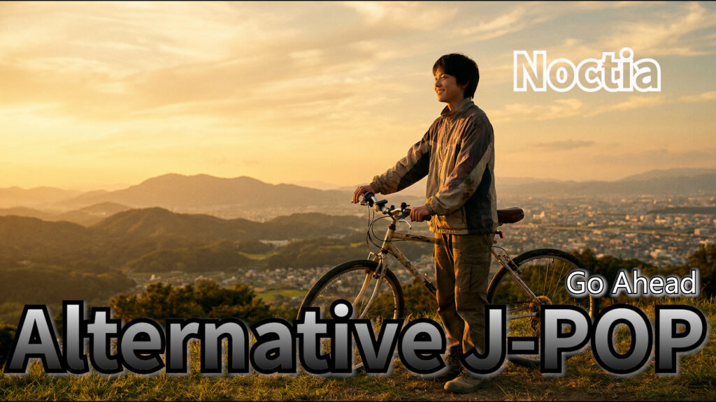 Alternative J-POP, Lo-Fi J-POP, emotional jpop artwork, Noctia Go Ahead cover, winter jpop visual, AI music japan pop art, kotetsu co ltd