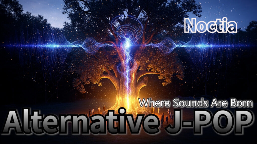 Alternative J-POP, Lo-Fi J-POP, emotional jpop artwork, Noctia Where Sounds Are Born cover, winter jpop visual, AI music japan pop art, kotetsu co ltd