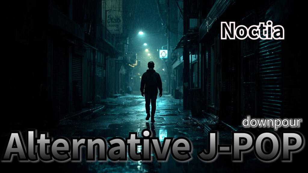 Alternative J-POP, Lo-Fi J-POP, emotional jpop artwork, Noctia downpour cover, winter jpop visual, AI music japan pop art, kotetsu co ltd