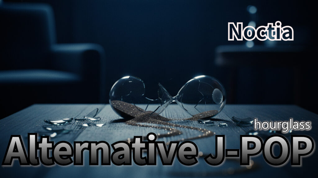 Alternative J-POP, Lo-Fi J-POP, emotional jpop artwork, Noctia hourglass cover, winter jpop visual, AI music japan pop art, kotetsu co ltd