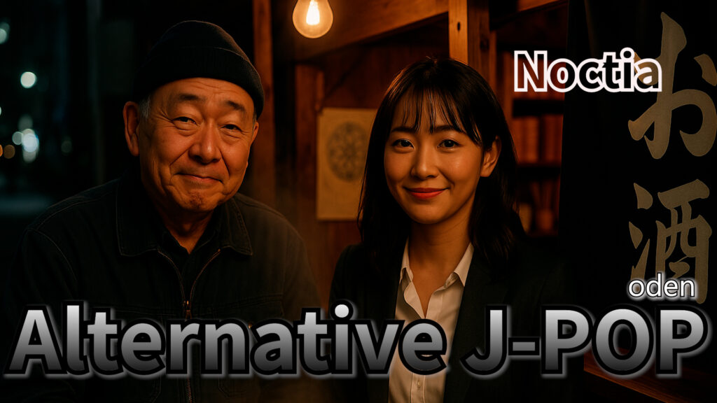 Alternative J-POP, Lo-Fi J-POP, emotional jpop artwork, Noctia oden cover, winter jpop visual, AI music japan pop art, kotetsu co ltd