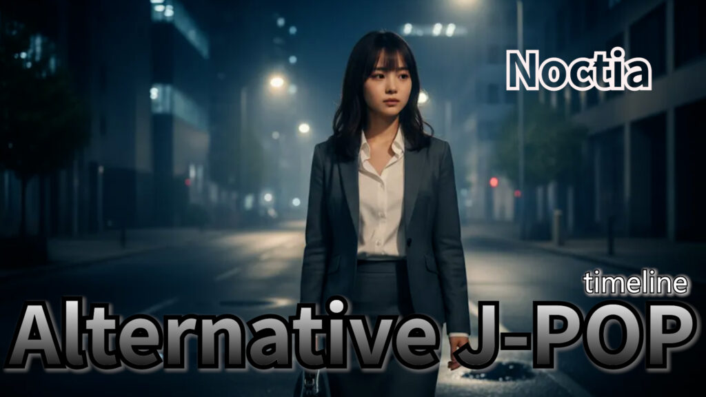 Alternative J-POP, Lo-Fi J-POP, emotional jpop artwork, Noctia timeline cover, winter jpop visual, AI music japan pop art, kotetsu co ltd